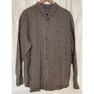 Eddie Bauer Men's Long Sleeve Red Plaid Button Up Shirt XXL‎